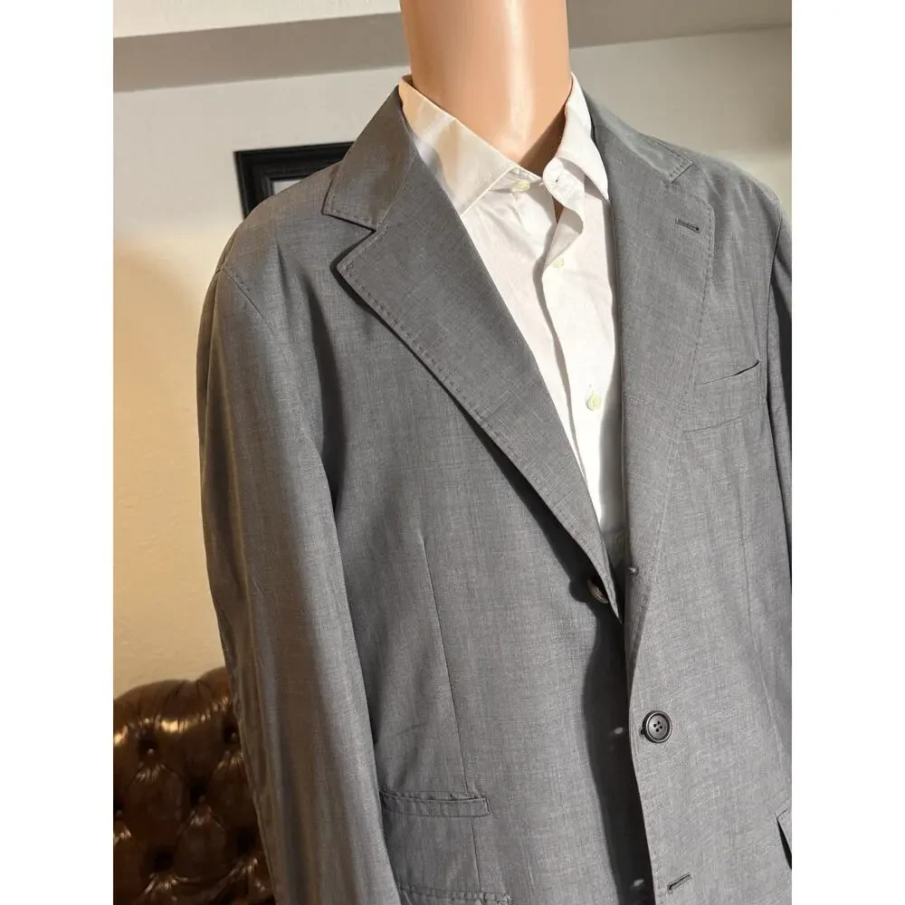 Brunello Cucinelli Wool Silk Deconstructed Blazer Gray Lightweight 50 40R